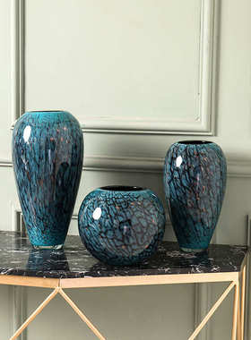 新中式玻璃花瓶 家居软装工艺品摆件 样板房装饰水培插花花器批发