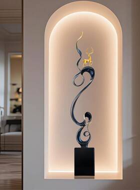 意轻奢进式门玄关电摆件一鹿高升客厅视柜DIK壁龛高饰档装品乔迁