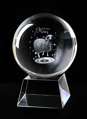 高档特价高档透明白水晶球摆件朋 十二星物座球送友生装日礼家居
