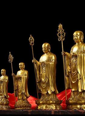 纯铜地藏王菩萨摆件小号供奉铜铜像许大愿佛站立地藏王菩萨大号