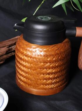 创意手工竹编藤编不锈钢保冷杯保温壶食品级女杯保温杯水杯小茶壶