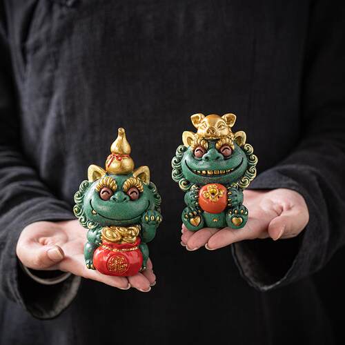 国潮风狮爷招财纳福摆件创意称心如意狮子家居办公室茶桌装饰品 - 图2
