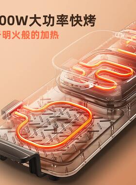 烧烤炉家用韩式多功能烤肉机煎烤两用无烟涮鸳鸯火锅一体机锅
