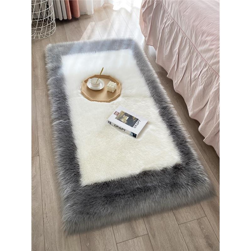 Back-shaped imitation wool thickened bedroom bedside carpet new simple fashion bay window long hair mat living room coffee table carpet