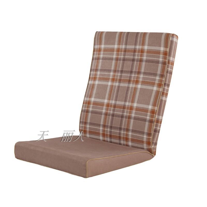 防滑亚麻格子海绵垫实木沙发坐垫带靠背中式红木椅春秋椅垫高密度