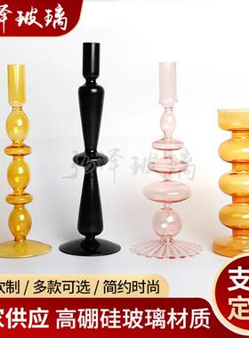 厂家供应 创意玻璃烛台家居装饰法式欧式复古烛台摆拍摆件可定 制