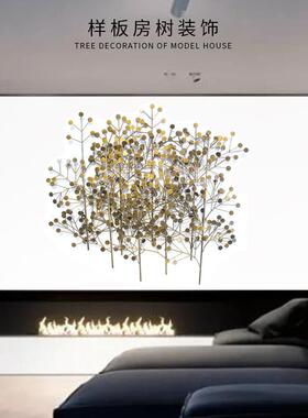 创意圆片树叶不锈钢壁挂沙发背景墙壁酒店大堂墙面挂样板房树装饰