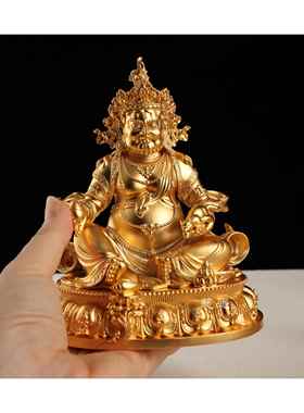 正品纯黄财神佛放像摆件古法2K鎏金黄4财神紫铜家居摆可定金纯银