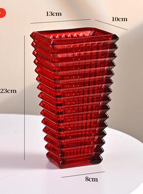 正品20年25红色花瓶客轻奢高级感花瓶摆件厅花花瓶插玫瑰花喜庆插