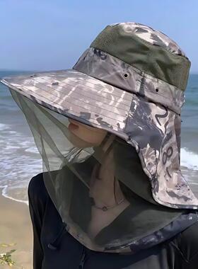干活农村玉米地干活帽子防护帽防蚊虫防迷眼防刮脸掰玉米苞谷面罩