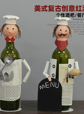 创意盔甲红酒架客厅酒吧餐厅网红人物动物造型葡萄酒瓶装饰品摆件