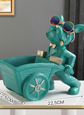 高档入户玄关放钥匙收摆件鞋柜托盘现纳轻奢风客代厅进大嘴狗装饰