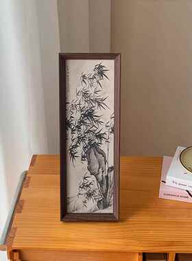 明代夏昶潇湘风雨竹子图相框摆台画创意新中式水墨风客厅装饰摆件
