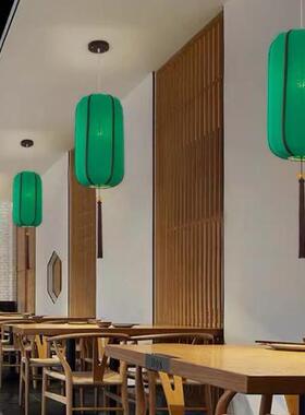 新中式布艺灯笼餐饮茶楼火锅店中国风制定灯具过道玄关仿古小吊灯