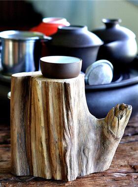 泰国东南亚小木桩底座摆件装饰异形形状木桩装饰茶托木孔养小多肉