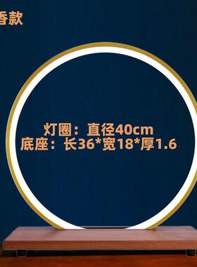 led灯圈禅意圆形流香实木底座佛像桌面客厅玄关工艺品新装饰摆件