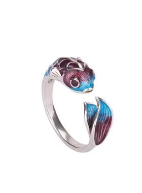 Vintage Lucky Koi Fish Cyprinoid Open Ring For Women Fashion
