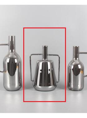 现代简约创意镀银玻璃壶状花瓶花器样板房售楼处桌面茶几玄关饰品