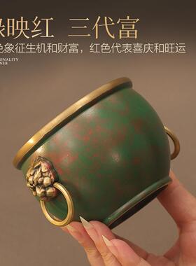 香炉纯铜狮头缸上香家用供奉室内线香插沉香熏香炉中式香薰炉摆件