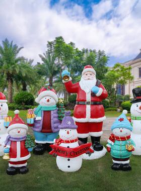 玻璃钢圣诞人雕商景塑卡通人物场圣诞老人观装饰圣诞节老装饰场景