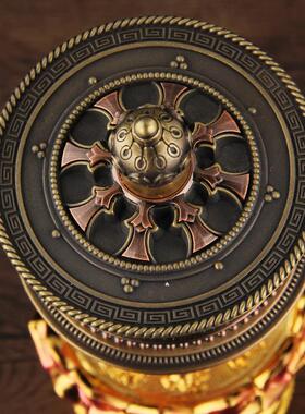 八吉祥手摇 合金款 复古旧方携带精便致工桌怀面摆做件SYZJL05家