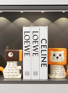 可爱狮子马书挡摆件客厅书架装饰品儿童房布置书柜桌面书立生日礼