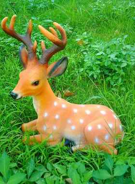 仿XbcJZTX8梅花鹿树脂摆真件客厅柜电视柜装饰酒放花园田园草坪落