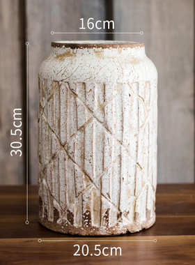 复古欧式罐子陶瓷芜器做装饰花瓶  墟旧花瓶摆件法式古董