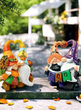 跨境热卖秋收地精灵摆件雕塑阳台花园庭院草坪树脂小矮人装饰布置