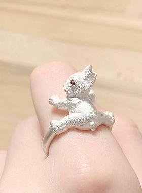 原创手工法斗生肖狗狗指环男女款开口小众设计欧美白敬亭同款戒指