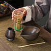 Coarse pottery matcha bowl, Japanese matcha tea set, tea whisk, bamboo matcha brush, hundred books, Song Dynasty tea ceremony