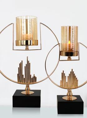 样板房金属轻奢蜡烛装饰北欧风复古烛台欧美浪漫烛台摆件现货