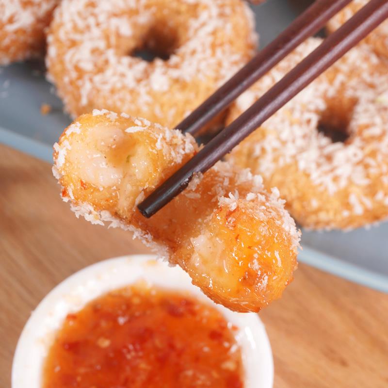 泰式多拿鲜虾饼速冻虾滑仁肉饼半成品儿童早餐饼日式小吃油炸虾排 - 图1