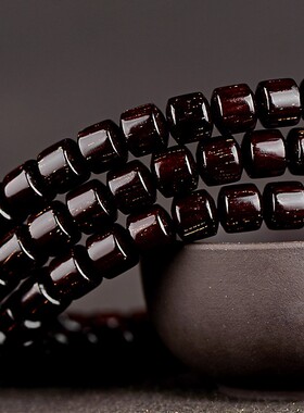 星溪野生五星旧料金星小叶红木手炼7*7*108桶珠男女佛珠