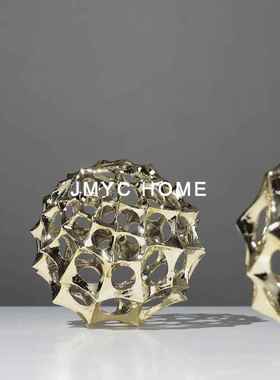 黑色圆球客厅茶几柜电视柜样板间摆件软装饰品树脂工艺品办公室柜