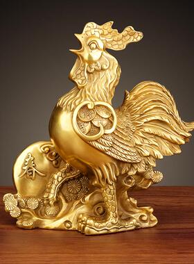 铜公鸡 铜鸡 金鸡摆件黄铜生肖鸡金鸡报晓客厅装饰品乔迁新居礼品