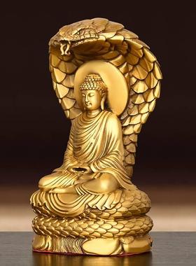 高档铜释迦牟尼摆件纯蛇仙铜如来佛客厅佛供桌面装饰家用门店堂养