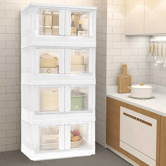 Double door storage cabinet Large capacity storage box Children's wardrobe sorting cabinet Transparent folding combination storage box storage cabinet