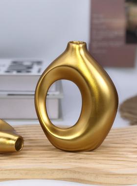 新年摆件客厅摆件高端大气上档次欧式简约小号分体依偎花瓶现代创