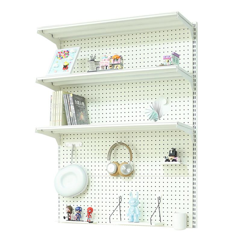 Wall storage rack suspended wall-mounted one-word partition wall hole plate metal storage rack rental room combination bookshelf