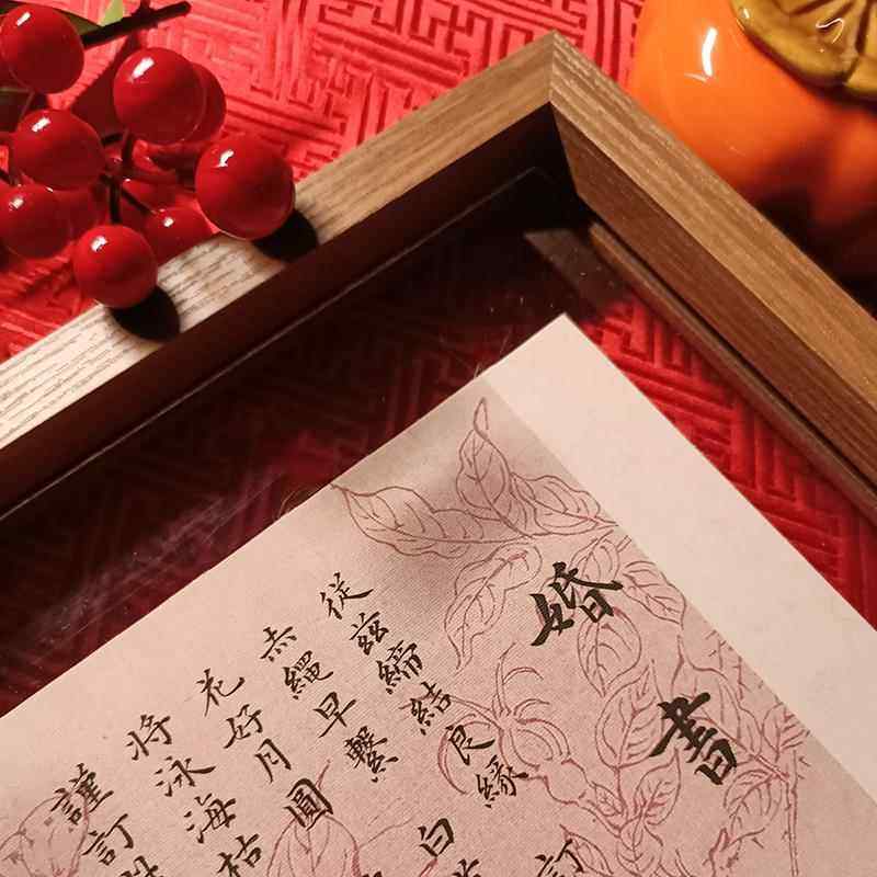 易桐书房中式粉色纯手写订婚书结婚简约相框摆台高级覆古婚书定制,淘宝优惠券,粉丝福利购,淘宝优惠卷