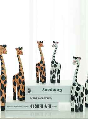 斯堪的纳维亚客厅装饰小装饰品现代简单的卡通动物木制装饰品家居