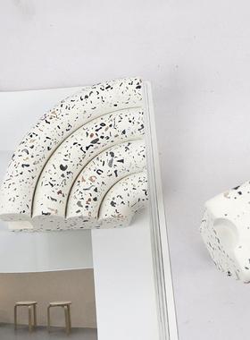 现代北欧水磨石烛台餐厅厨房浪漫烛台 书房书档装饰摆件