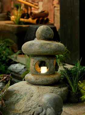 中式仿古庭院灯户外太阳能石灯笼别墅花园草坪灯造景布置装饰摆件