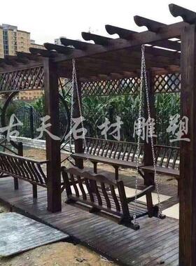 户外防腐木葡萄架碳化木凉亭庭院长廊实木爬藤阳台花架室外葡萄架