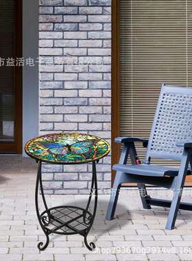 欧式创意小蝴鸟圆形马赛克铁艺花架阳室内蝶11052020外台花园花盆