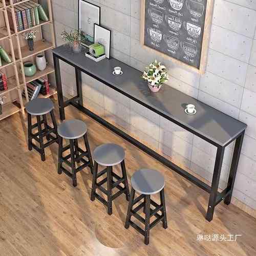 靠墙吧台桌子阳台家用窄边长条桌奶茶店靠墙窄架子桌椅细长条桌子 - 图1