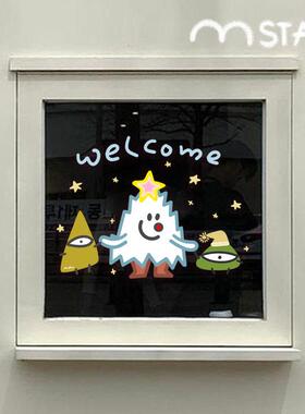 一米星行/米星双面静电贴窗户玻璃儿童房咖啡店餐厅开业装饰门贴
