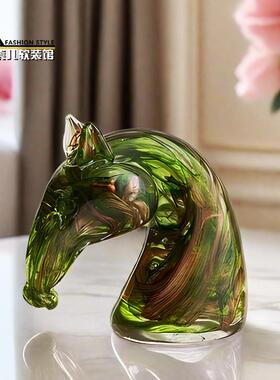 高端琉璃马头摆件现代轻奢家居客厅电视柜酒柜玄关样板房软装饰品