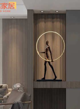 轻奢人物雕塑摆件装置艺术品客厅玄关售楼处酒店橱窗装饰摆件